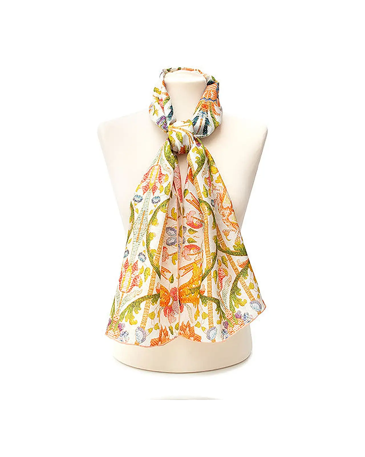 Scarves Fox and Chave Embroidered Chasuble Silk Habotai Scarf £42.00