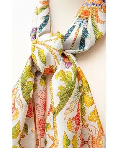 Scarves Fox and Chave Embroidered Chasuble Silk Habotai Scarf £42.00