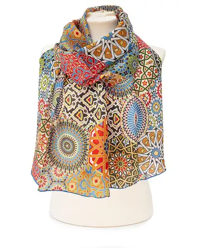 Scarves Fox and Chave Moroccan Zellige Silk Habotai Scarf £37.00