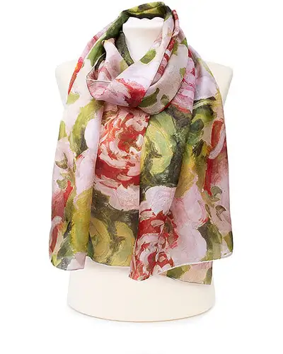 Scarves Fox and Chave Pissarro Peonies Silk Habotai Scarf £50.00