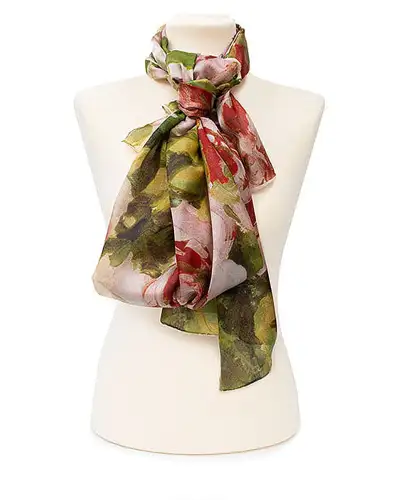 Scarves Fox and Chave Pissarro Peonies Silk Habotai Scarf £50.00