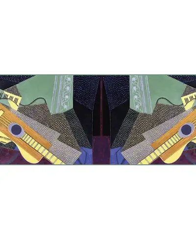 Scarves Fox and Chave Juan Gris Guitars Silk Habotai Scarf £42.00