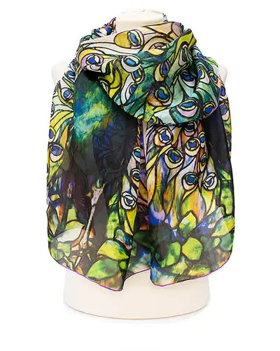 Scarves Fox and Chave Tiffany Peacock Silk Habotai Scarf £50.00