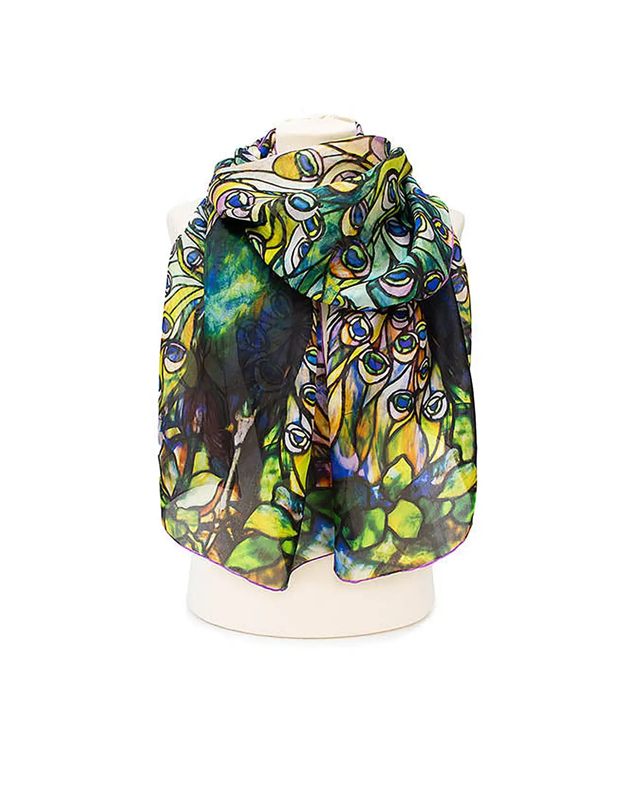 Scarves Fox and Chave Tiffany Peacock Silk Habotai Scarf £50.00