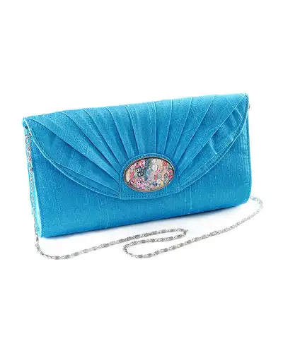 Bags Fox and Chave Turquoise Silk Cameo Clutch Bag £67.00