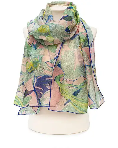 Scarves Fox and Chave Mabel Royds White Lilies Chiffon Scarf £39.00