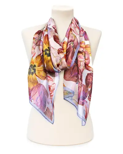 Scarves Fox and Chave Dutch Tulips Chiffon Scarf £52.00