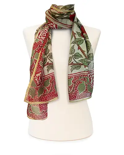 Scarves Fox and Chave Tudor Rose Garden Habotai Silk Scarf £32.00