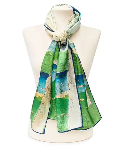 Scarves Fox and Chave Oriental Riverside Cherry Blossom Silk Habotai Scarf £42.00