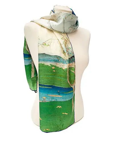 Scarves Fox and Chave Oriental Riverside Cherry Blossom Silk Habotai Scarf £42.00