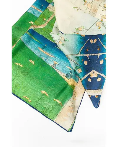 Scarves Fox and Chave Oriental Riverside Cherry Blossom Silk Habotai Scarf £42.00