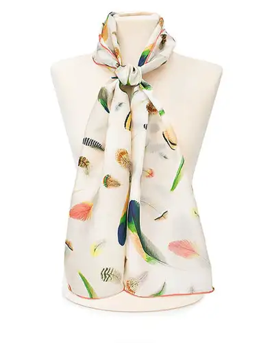 Scarves Fox and Chave Feathers Silk Habotai Scarf £42.00