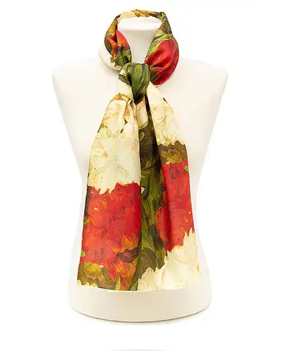 Scarves Fox and Chave Manet Peonies Silk Habotai Scarf £42.00