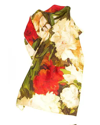 Scarves Fox and Chave Manet Peonies Silk Habotai Scarf £42.00