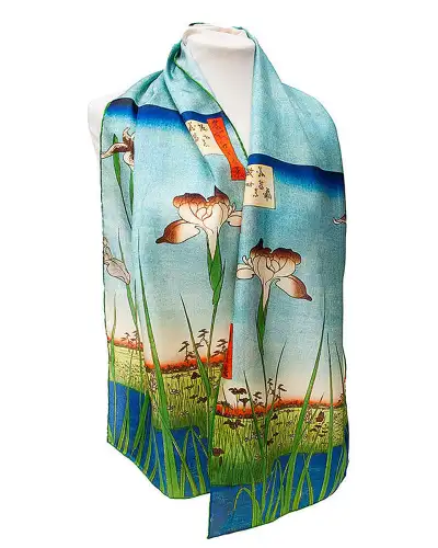Scarves Fox and Chave Hiroshige Iris Silk Habotai Scarf £42.00