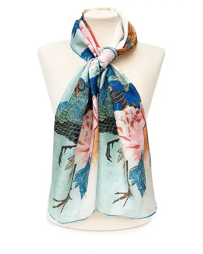 Scarves Fox and Chave Hiroshige Peacock Silk Habotai Scarf £42.00