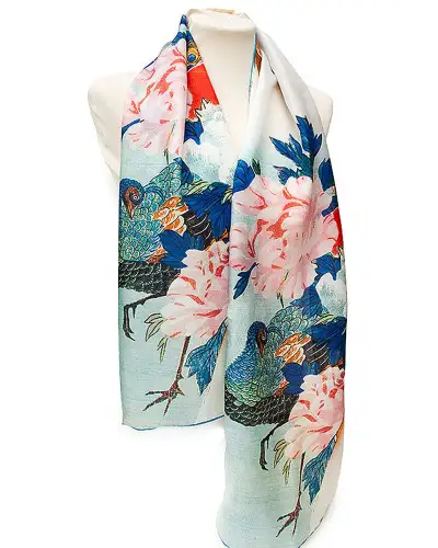 Scarves Fox and Chave Hiroshige Peacock Silk Habotai Scarf £42.00
