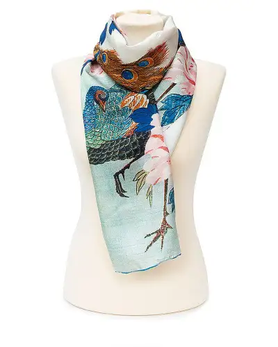 Scarves Fox and Chave Hiroshige Peacock Silk Habotai Scarf £42.00