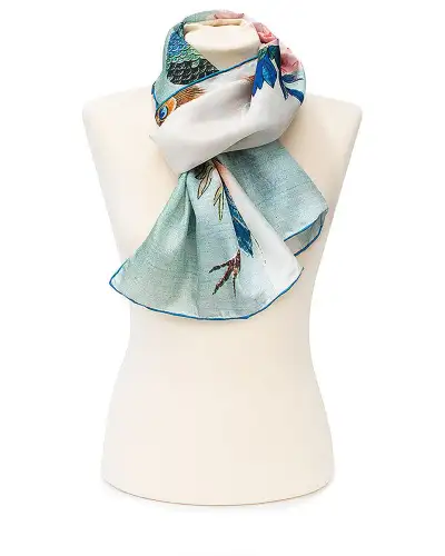 Scarves Fox and Chave Hiroshige Peacock Silk Habotai Scarf £42.00