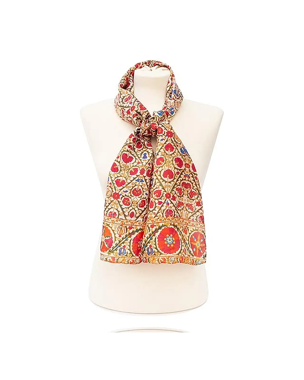 Scarves Fox and Chave Suzani Red Silk Habotai Scarf £42.00