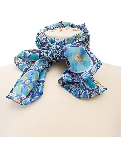 Scarves Fox and Chave Suzani Blue Silk Habotai Scarf £42.00