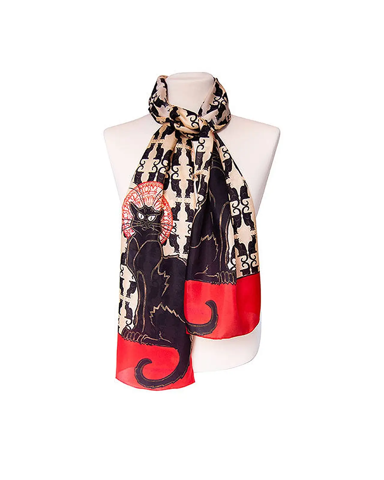 Scarves Fox and Chave Steinlen Chat Noir Silk Habotai Scarf £42.00
