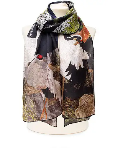 Scarves Fox and Chave Oriental Wisteria Habotai Scarf £50.00