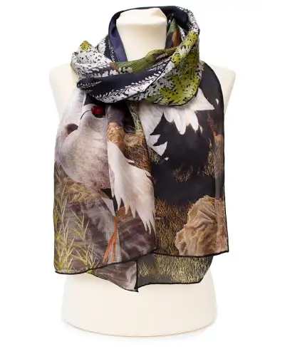 Scarves Fox and Chave Oriental Wisteria Habotai Scarf £50.00