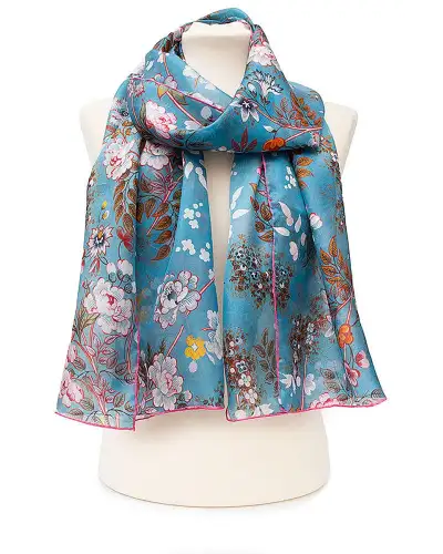 Scarves Fox and Chave Kilburn Blue Silk Habotai Scarf £37.00