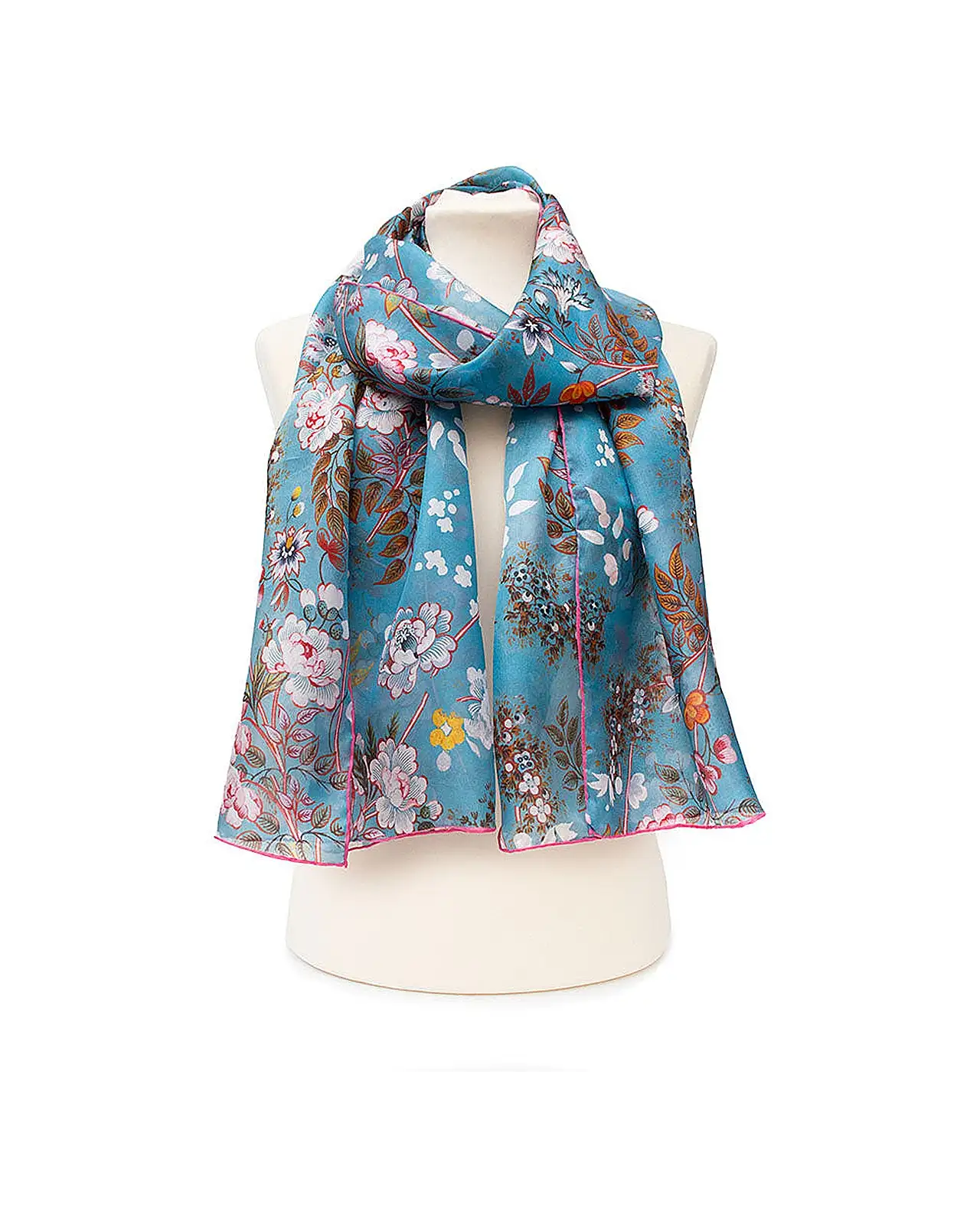 Scarves Fox and Chave Kilburn Blue Silk Habotai Scarf £37.00