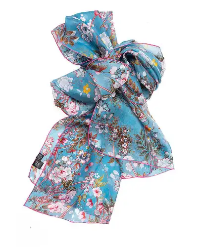 Scarves Fox and Chave Kilburn Blue Silk Habotai Scarf £37.00