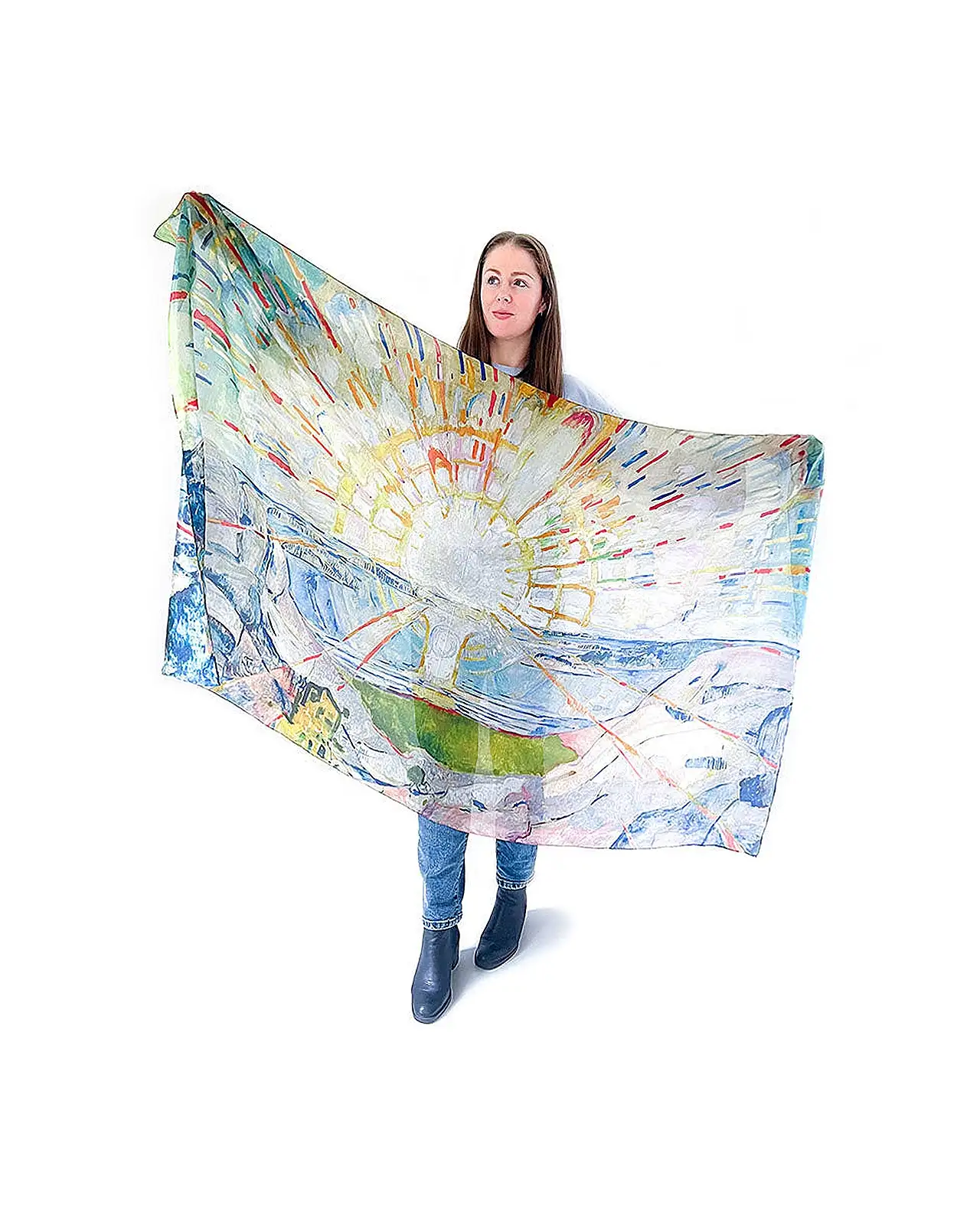 Scarves Fox and Chave Munch Sunrise Habotai Silk Wrap £45.00