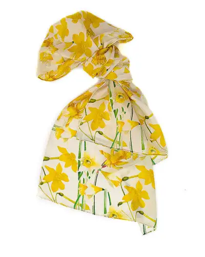 Scarves Fox and Chave Daffodils Habotai Scarf £42.00
