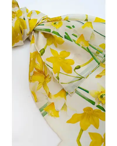 Scarves Fox and Chave Daffodils Habotai Scarf £42.00