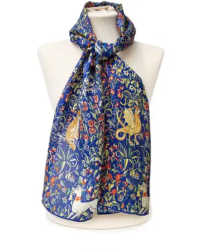 Scarves Fox and Chave Cluny Tapestry Blue Silk Habotai Scarf £32.00
