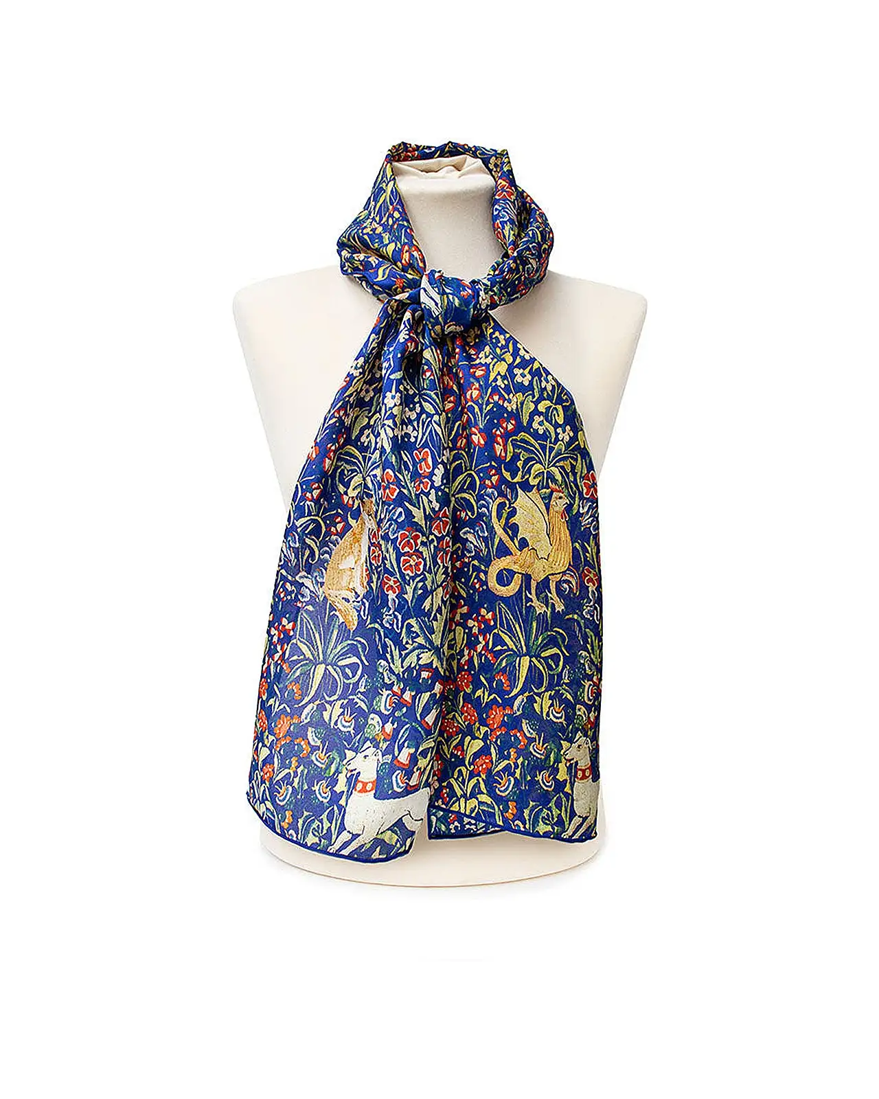 Scarves Fox and Chave Cluny Tapestry Blue Silk Habotai Scarf £32.00