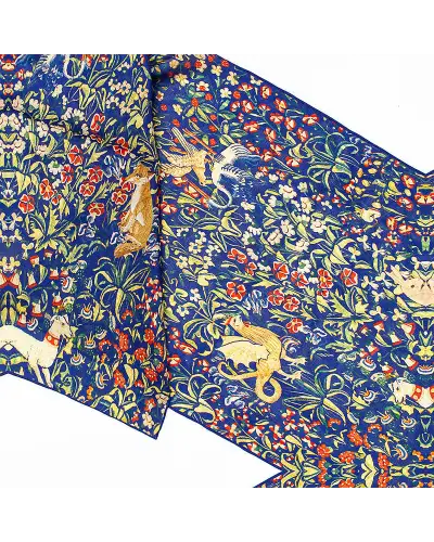 Scarves Fox and Chave Cluny Tapestry Blue Silk Habotai Scarf £32.00