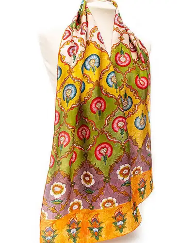 Scarves Fox and Chave Indian Carnations Silk Habotai Scarf £42.00