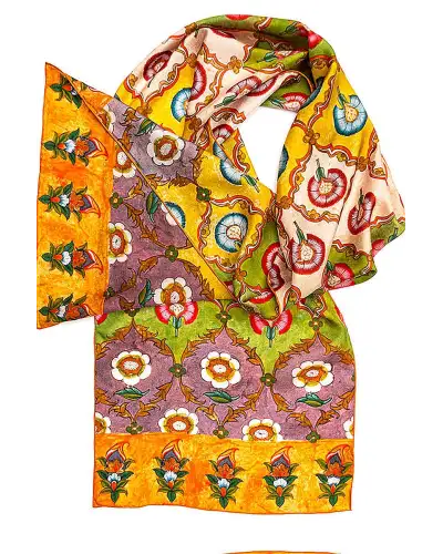 Scarves Fox and Chave Indian Carnations Silk Habotai Scarf £42.00