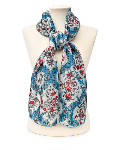 Scarves Fox and Chave Indian Blue Floral Silk Habotai Scarf £42.00