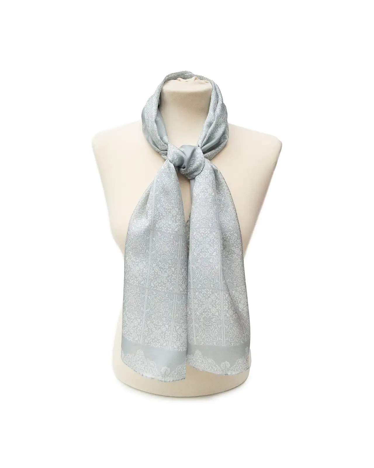 Scarves Fox and Chave Victorian Lace Silk Habotai Scarf Grey £42.00