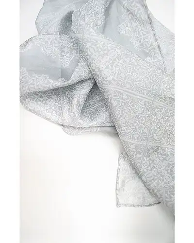 Scarves Fox and Chave Victorian Lace Silk Habotai Scarf Grey £42.00