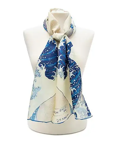 Scarves Fox and Chave Hokusai Wave Silk Habotai Scarf £42.00