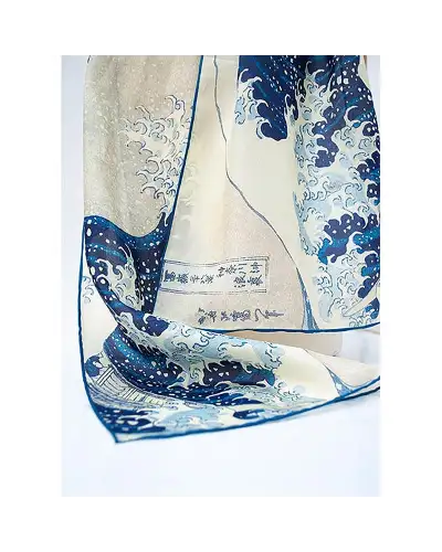 Scarves Fox and Chave Hokusai Wave Silk Habotai Scarf £42.00