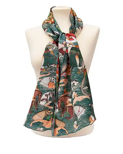 Scarves Fox and Chave Mughal Elephant Crossing Silk Habotai Scarf £42.00