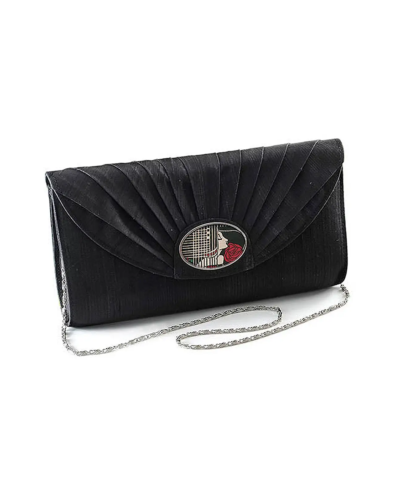 Bags Fox and Chave Black Silk Cameo Clutch Bag £67.00