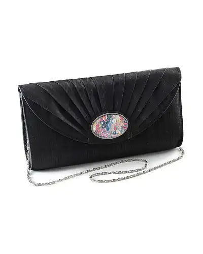 Bags Fox and Chave Black Silk Cameo Clutch Bag £67.00
