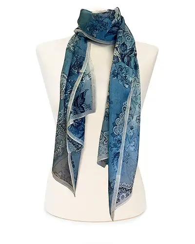 Scarves Fox and Chave Victorian Blue Lace Chiffon Scarf £39.00