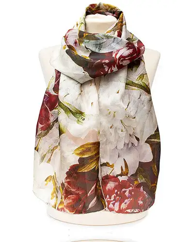 Scarves Fox and Chave Redouté Peony Silk Habotai Scarf £50.00