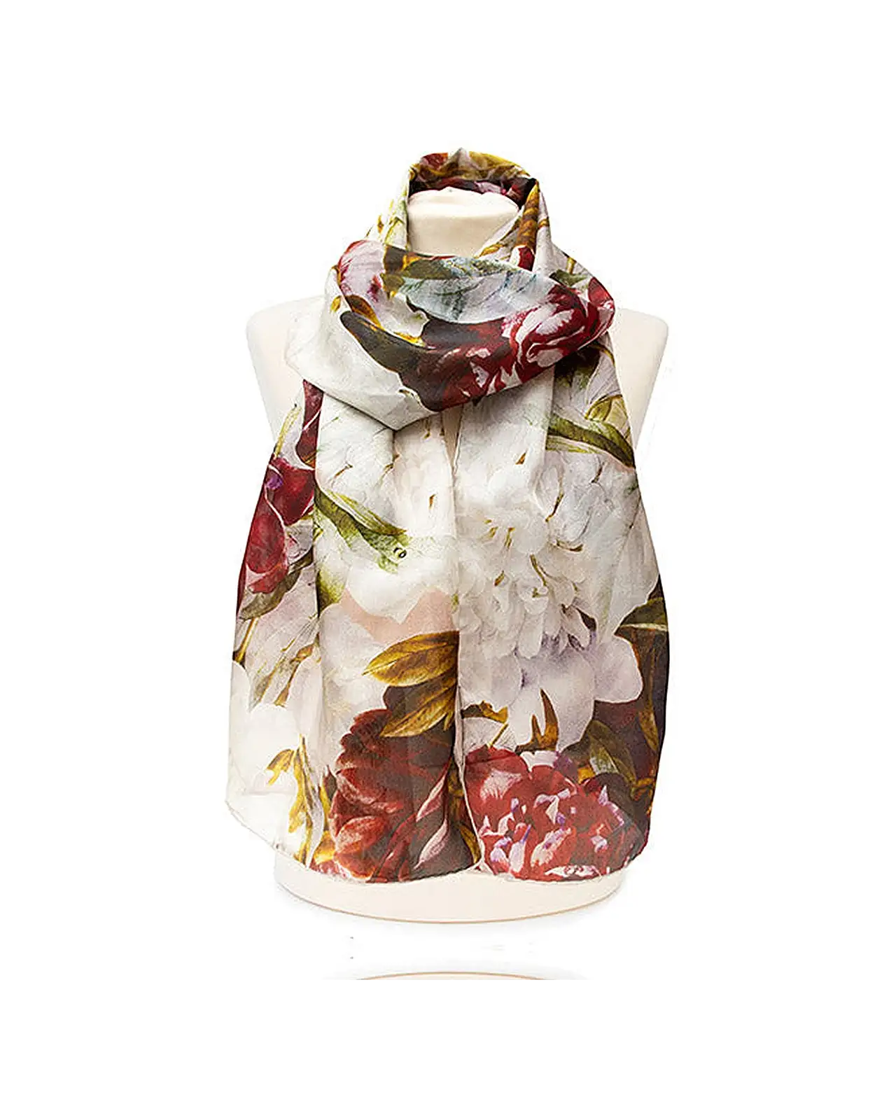 Scarves Fox and Chave Redouté Peony Silk Habotai Scarf £50.00